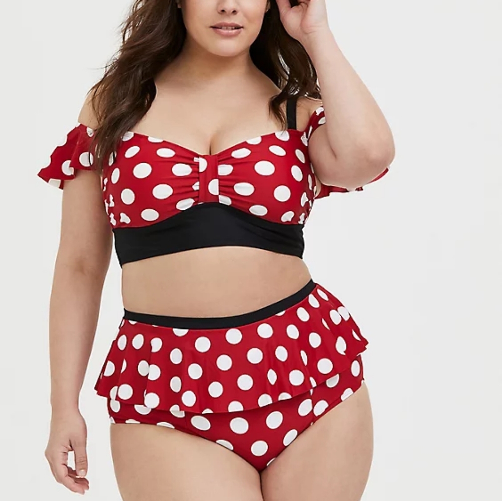 TORRID MINNIE MOUSE RED POLKA DOT SWIM TOP - NWT